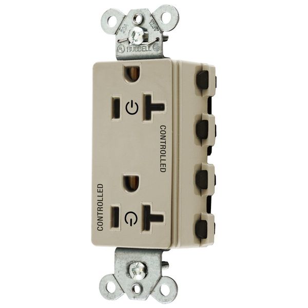 Hubbell Wiring Device-Kellems Straight Blade Devices, Receptacles, Style Line Decorator Duplex, SNAPConnect, Controlled, 20A 125V, 2-Pole 3-Wire Grounding, Nylon, Ivory SNAP2162C2I